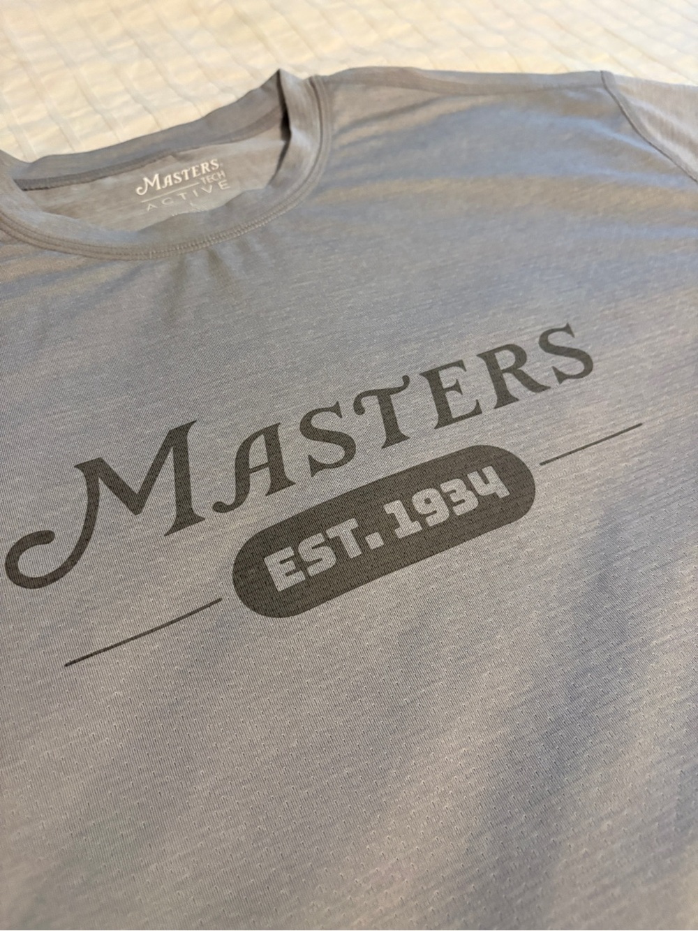 Masters Tech Activewear Men's Breathable T-Shirt in Light Gray with Logo - Lg.
